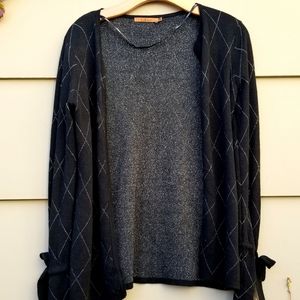 Silver and Black Belldini Holiday Cardigan Small